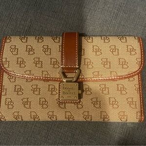 Dooney & Bourke Tan and Brown Monogram Clutch